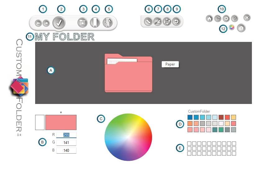 CustomFolder main screen labeled