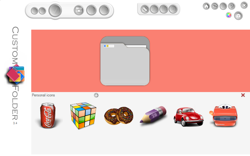 Personal icon panel with icons