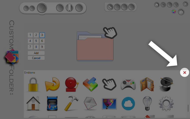 Panel close button