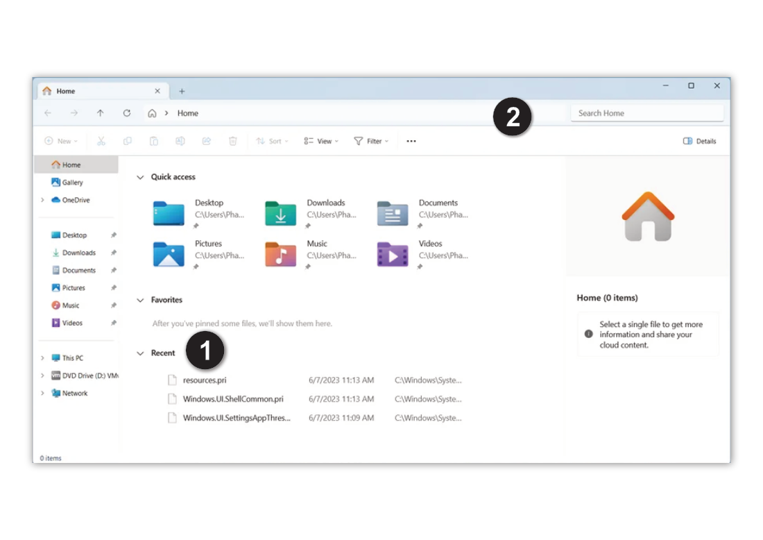 Explorer recent files and address bar