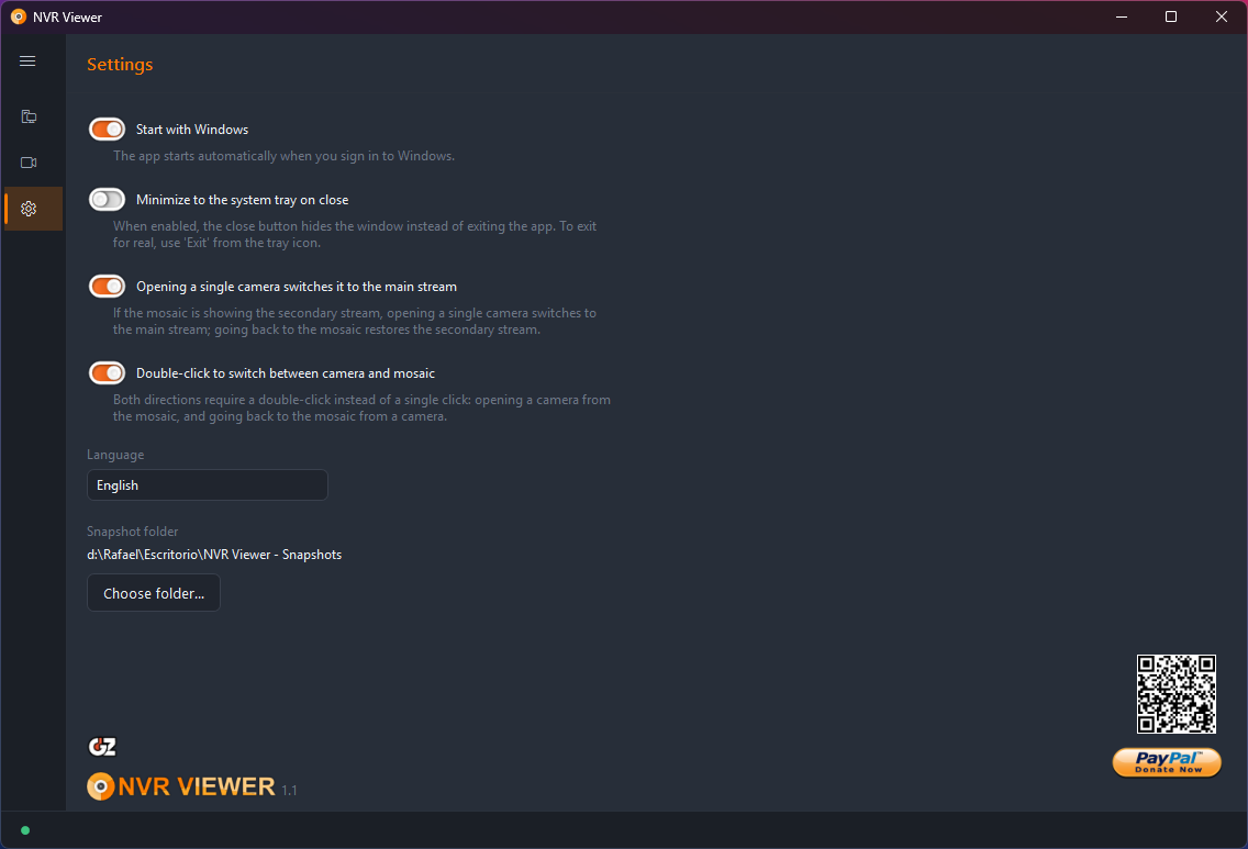 Settings tab