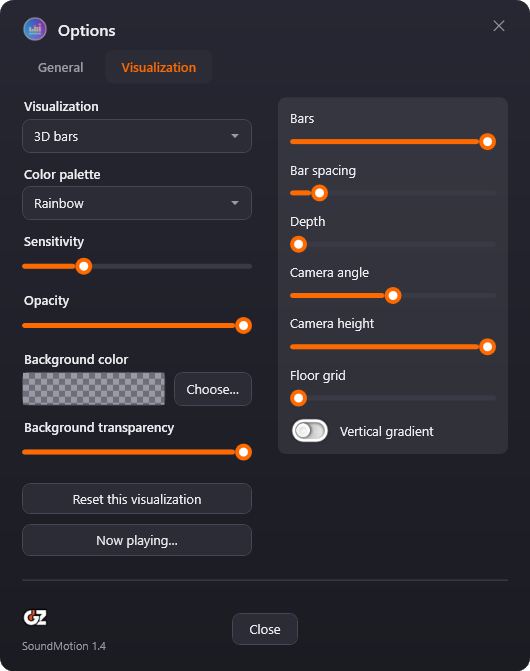 Options — Visualization tab
